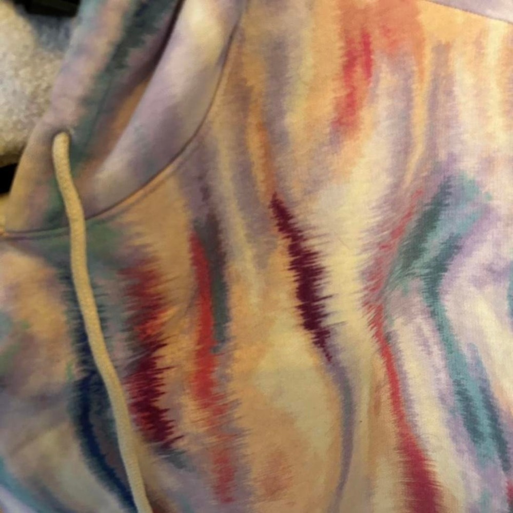 pink tie dye cropped hoodie - Picture 2 of 3